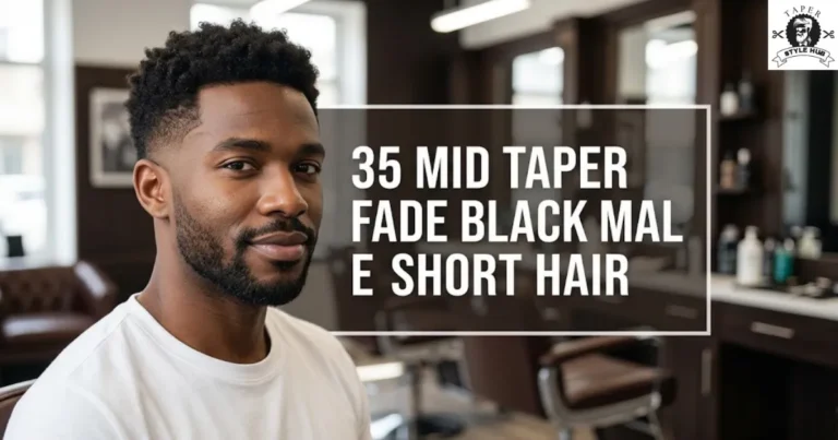 35 Mid Taper Fade Black Male Short Hair