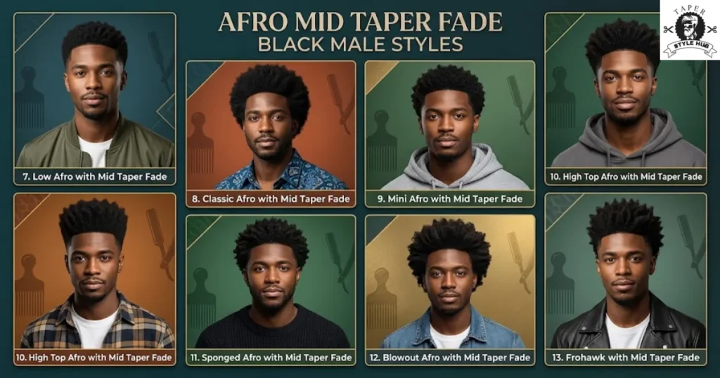 Afro Mid Taper Fade Black Male Styles