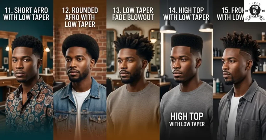 Afro-Textured Low Taper Fade Black Men Looks