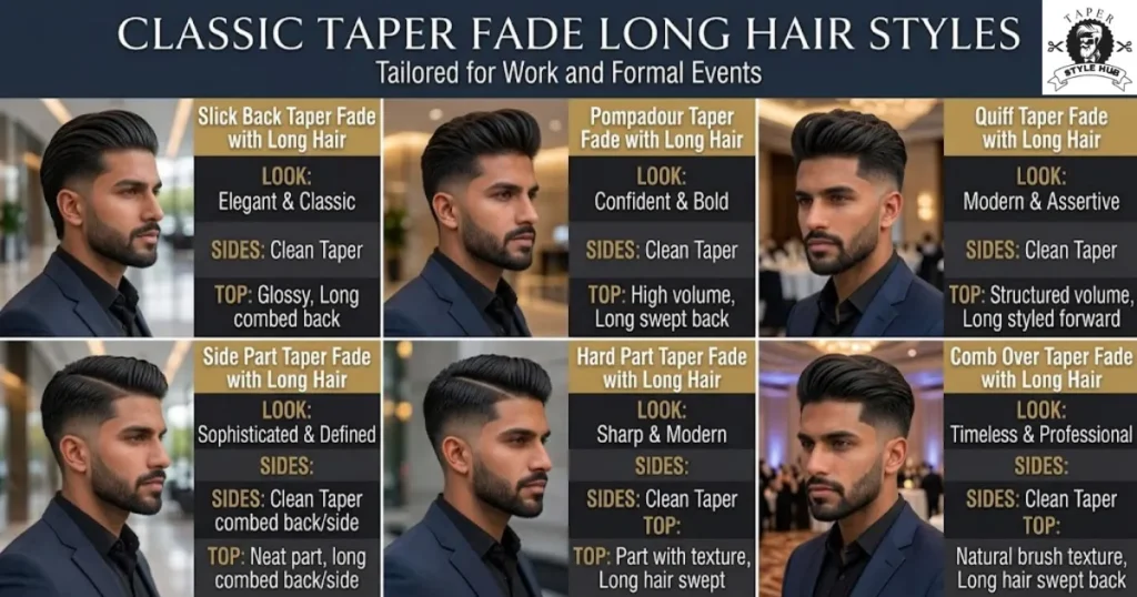 Classic Taper Fade Long Hair Styles for Work and Formal Events