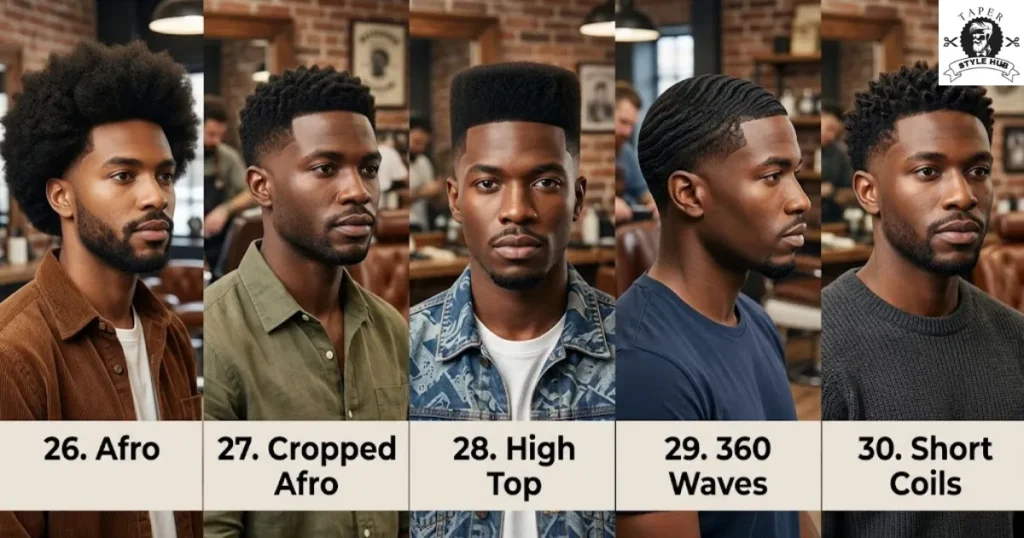 Coily and Afro-Textured Low Taper Fade Haircut Styles