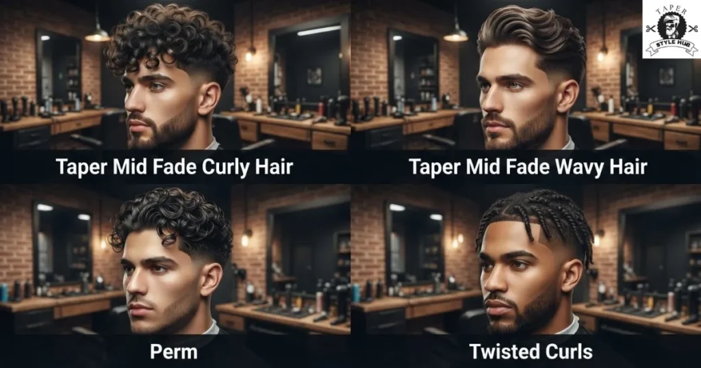Curly and Wavy Taper Mid Fade Styles