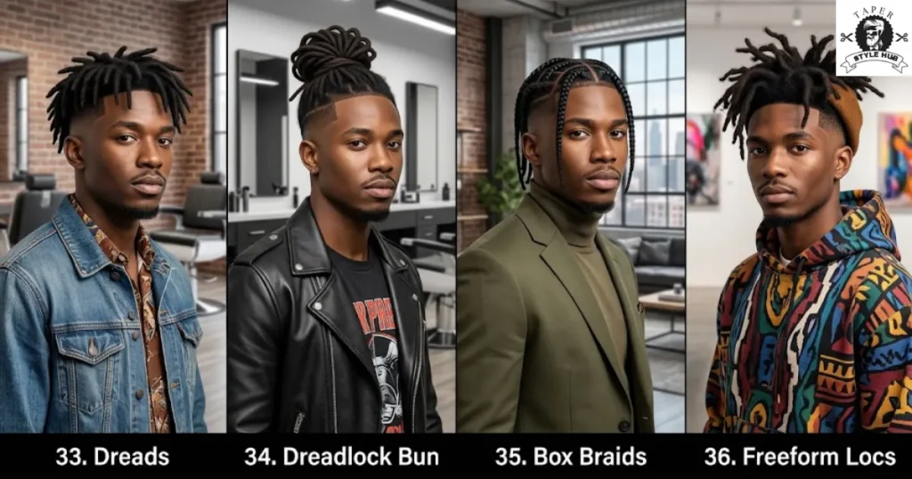 Locs, Braids and Protective Mid Fade Haircut Taper Styles