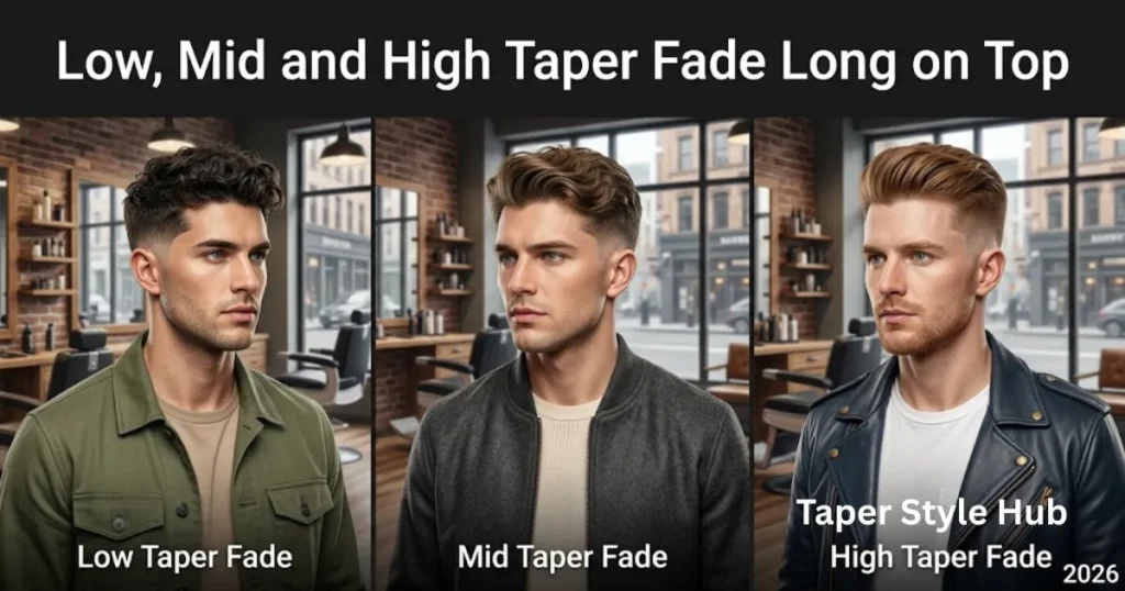 Low, Mid and High Taper Fade Long on Top