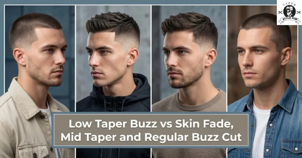 Low Taper Buzz vs Skin Fade, Mid Taper and Regular Buzz Cut
