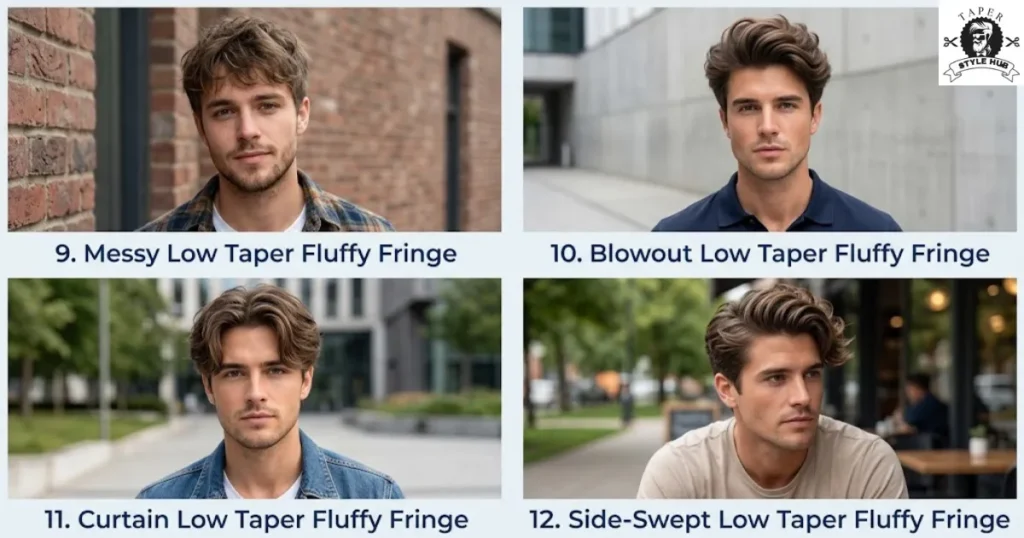Low Taper Fluffy Fringe Styles by Finish
