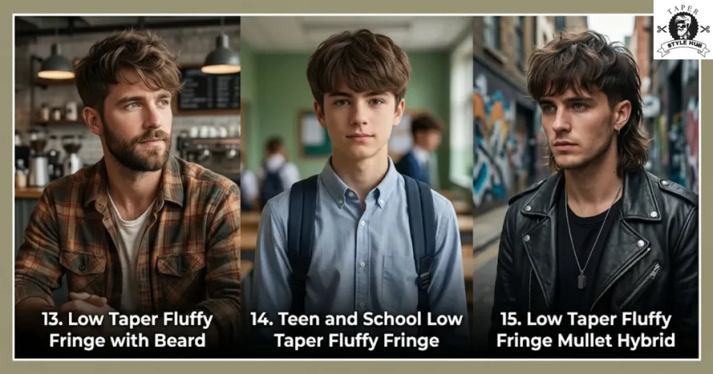 Low Taper Fluffy Fringe Styles by Look and Occasion
