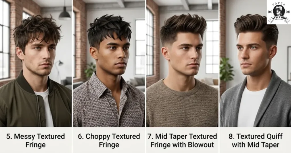Messy and Choppy Mid Taper Textured Fringe Styles