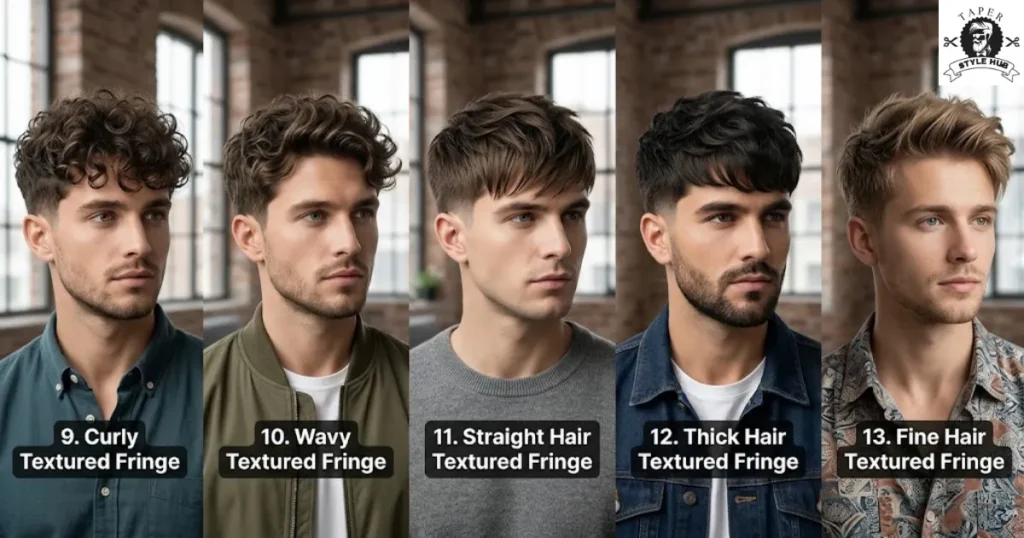 Mid Taper Textured Fringe Styles by Hair Type