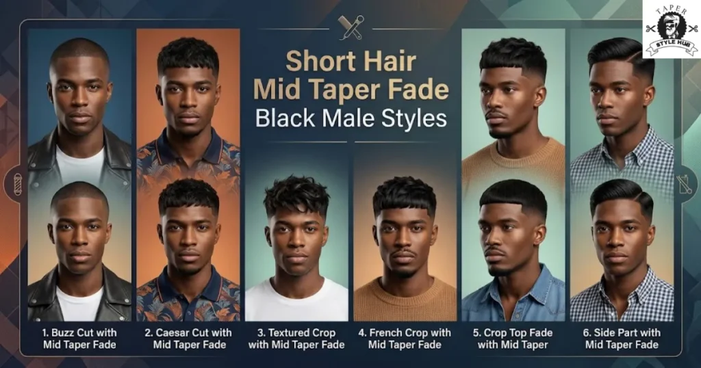 Short Hair Mid Taper Fade Black Male Styles