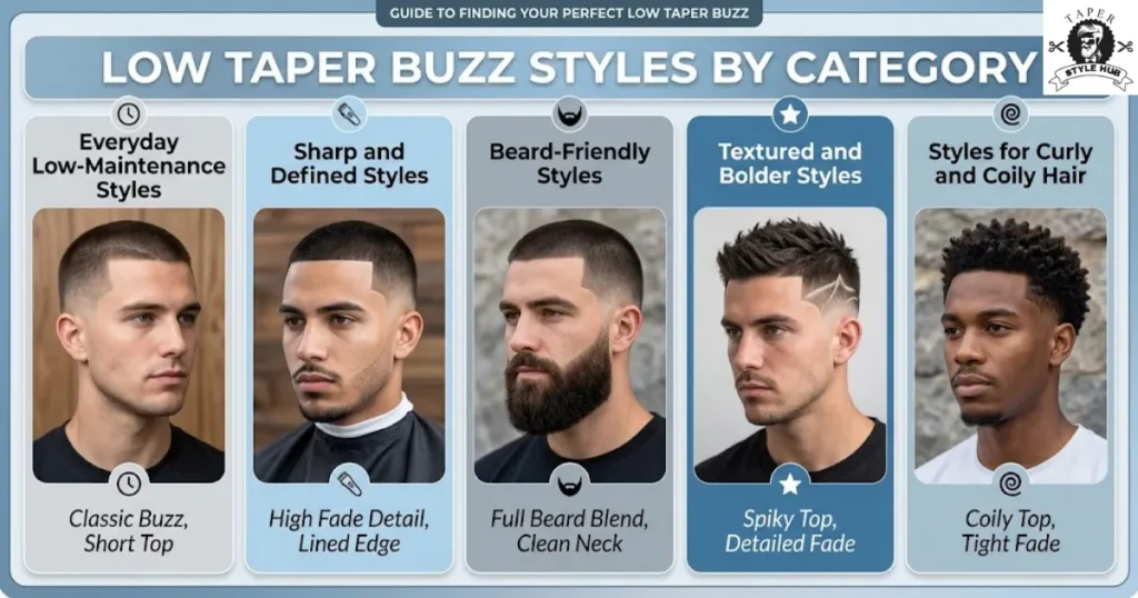 Low Taper Buzz Styles by Category
