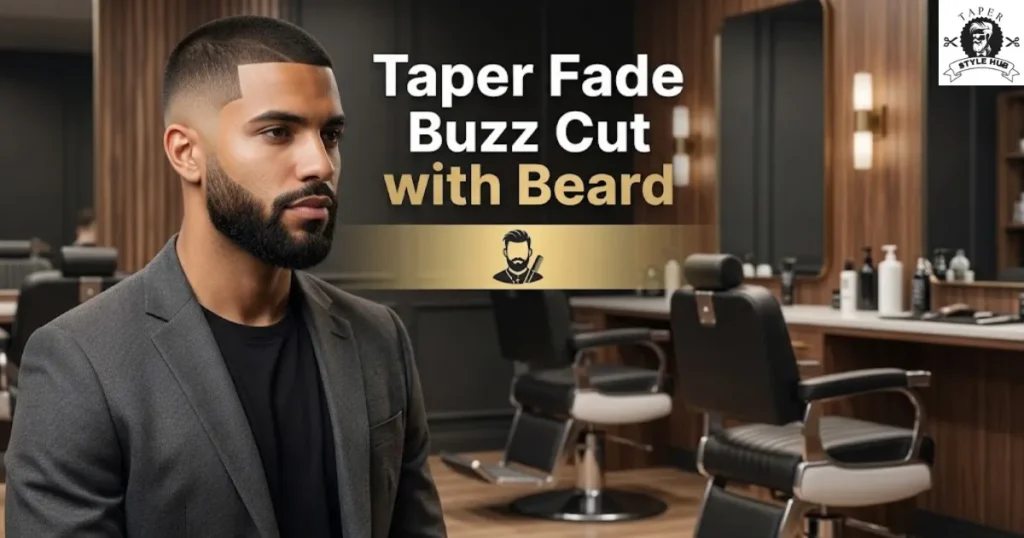 Taper Fade Buzz Cut with Beard