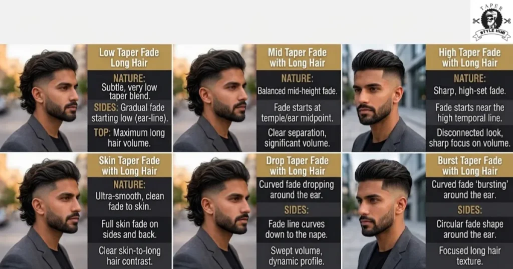 Taper Fade Long Hair Types by Fade Height