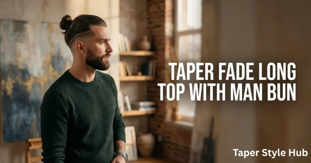 Taper Fade Long Top With Man Bun