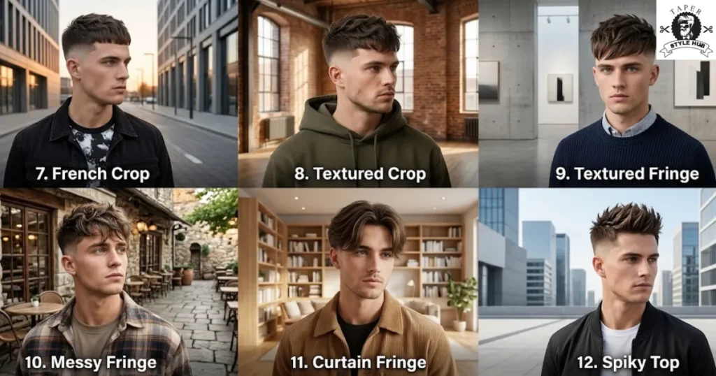 Textured and Fringe Mid Fade Haircut Taper Styles