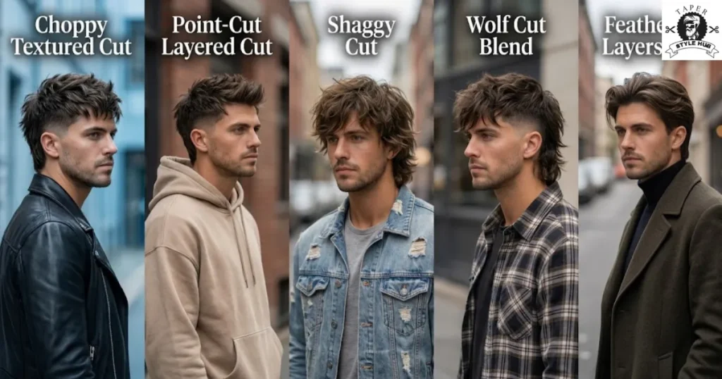 Textured and Layered Mid Taper Mullet Styles