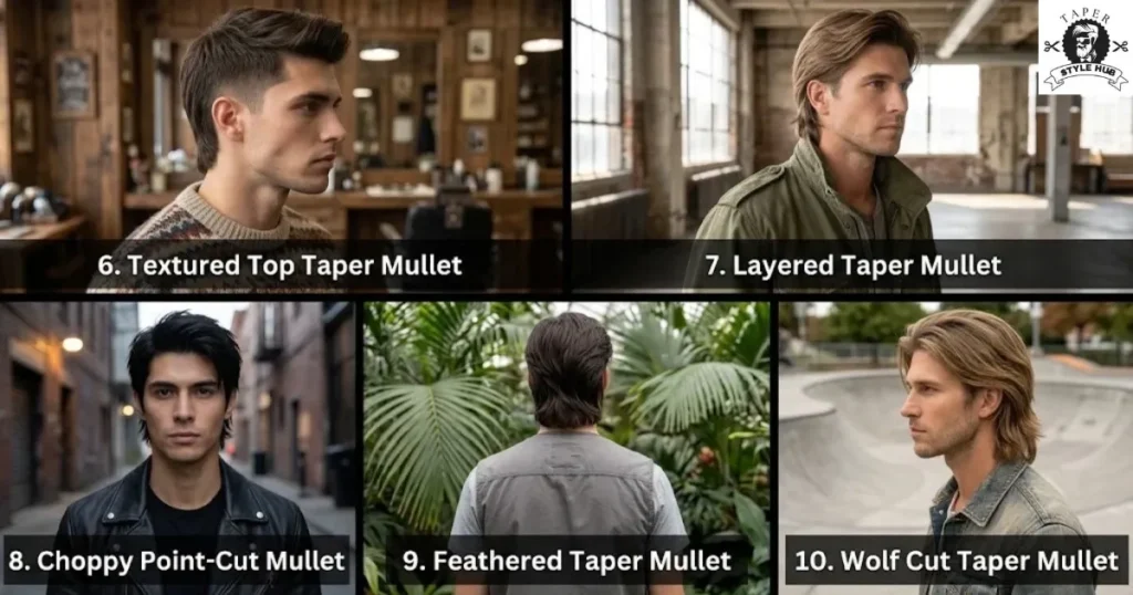 Textured and Layered Straight Hair Taper Mullet Fade Styles