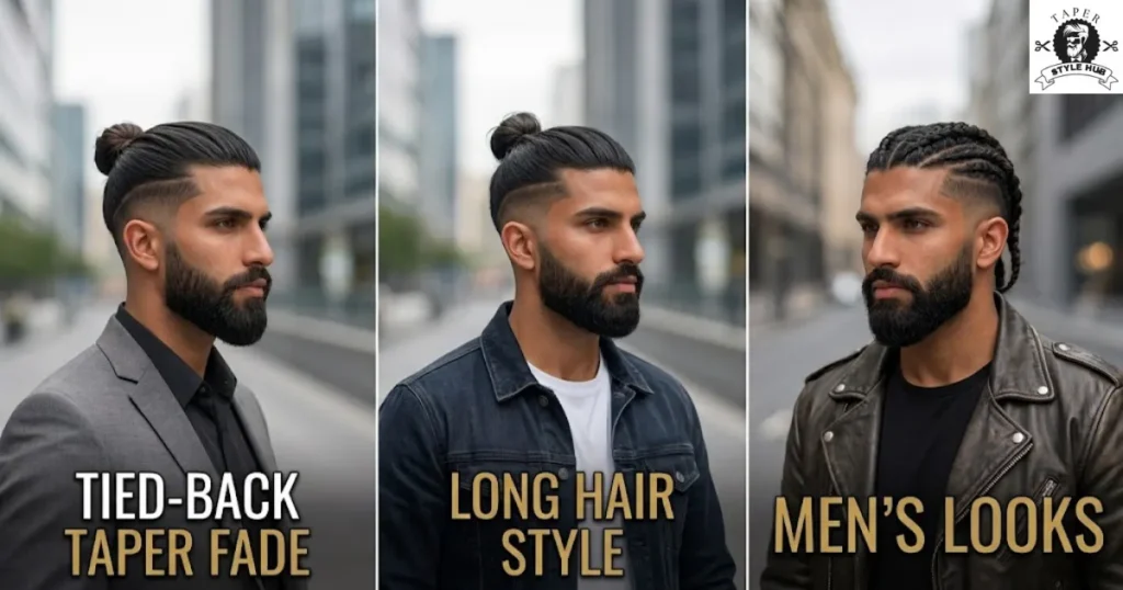Tied-Back Taper Fade Long Hair Styles