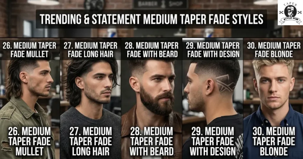 Trending and Statement Medium Taper Fade Styles