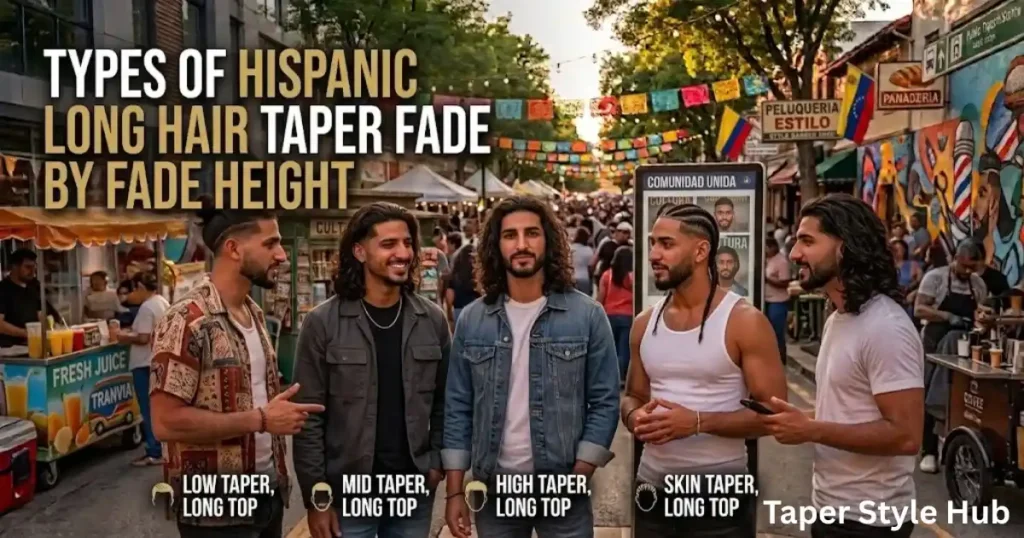 Types of Hispanic Long Hair Taper Fade by Fade Height