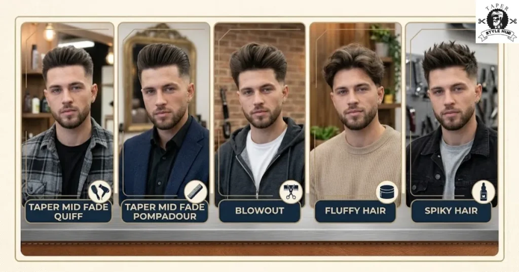 Voluminous and Lifted Taper Mid Fade Styles