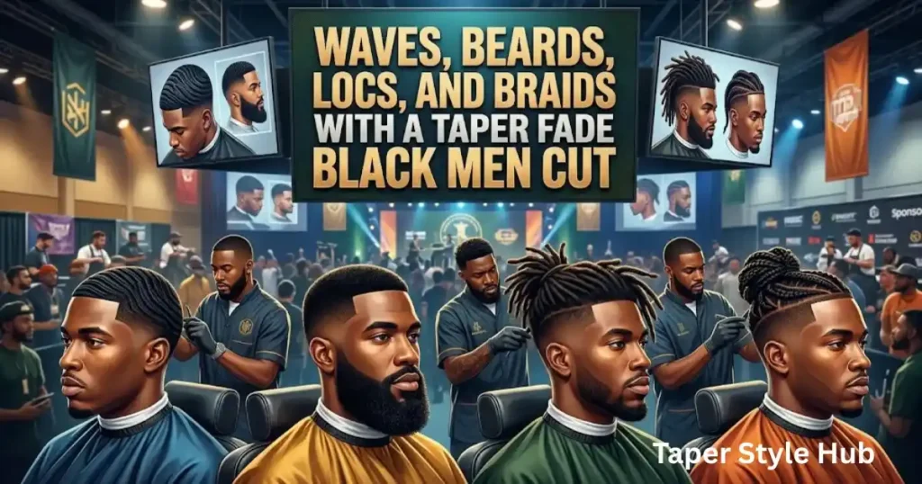 Waves, Beards, Locs, and Braids With a Taper Fade Black Men Cut