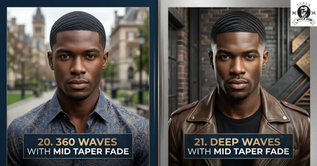 Waves Mid Taper Fade Black Male Styles